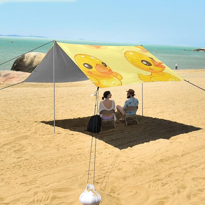ALAZA Duck Covered with The Whole Picture Beach Tent Sun Shelter Portable Canopy Sunshade for Outdoor Camping Picnics Backyard Fun 10x9 ft