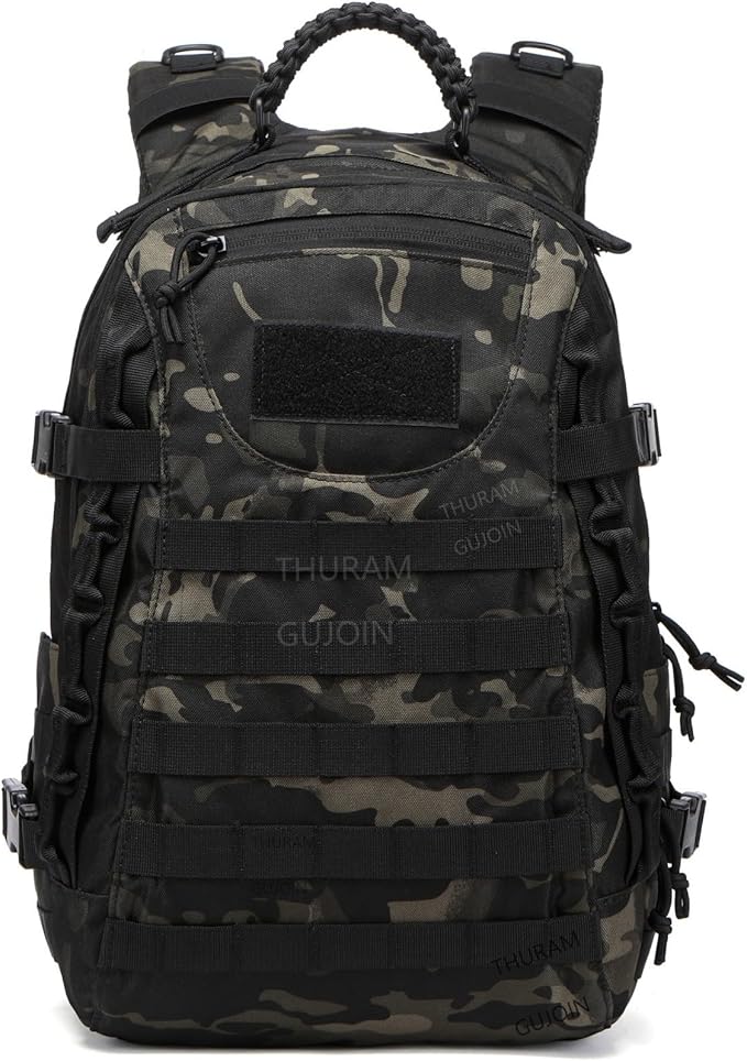 38L Nylon Waterproof Trekking Fishing Hunting Bag Backpack Outdoor Military Rucksacks Tactical Sports Camping Hiking (Camo Black)