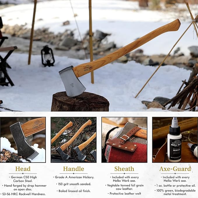 1844 Helko Werk Germany Classic Tasmania Competition Axe - Made in Germany Timber Sporting Wood Chopping Racing for Timber Sport - Head 4lbs Handle 31in (Tasmania) #10498