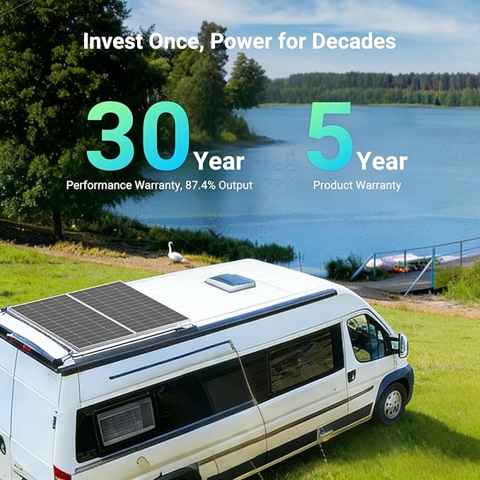 HQST N-Type 16BB 200 Watt Solar Panel Compact &amp Lightweight Solar Panels with 30 Years Lifespan up to 25.4% Efficiency Grade A+ Cell IP65 for RV Van Trailer Marine Rooftop Farm Off Grid-
