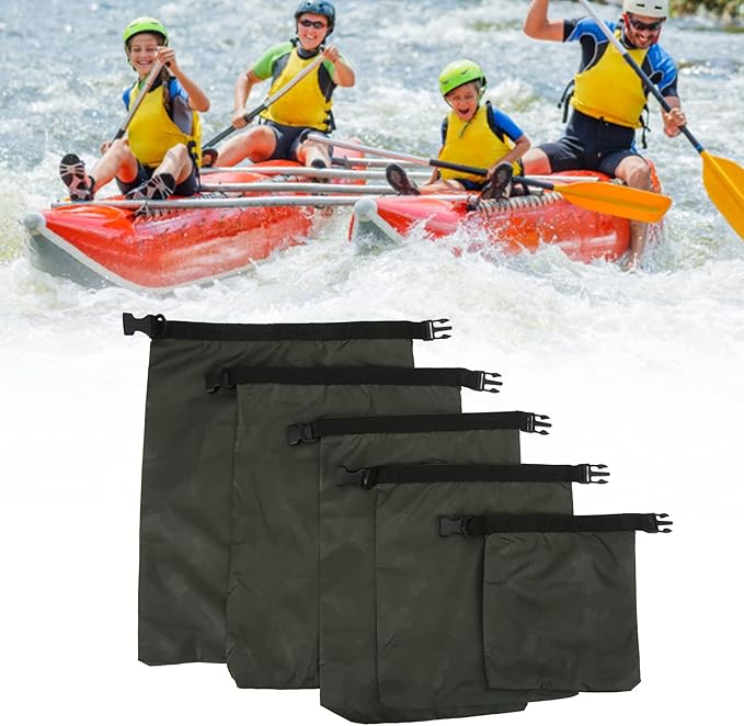 5Pcs Outdoor Dry Bag Swimming Dry Bag for Kayaking Rafting Boating Floating Storage Bag with Roll Top Closure Army Green for Hiking Camping