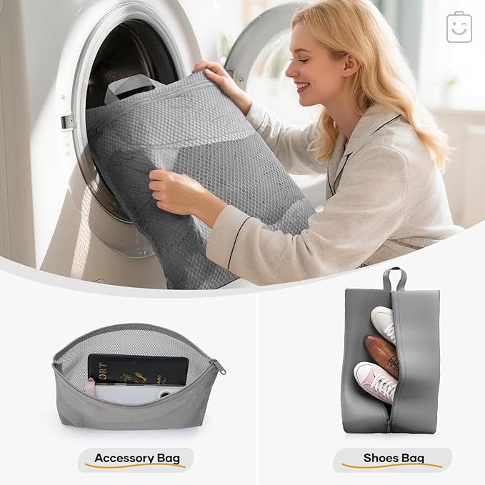 Veken 9/11 Set Compression Packing Cubes for Travel EssentialsCompressible Expandable Large Luggage Suitcase Organizer Bags for ClothingDurable Space Saver Storage Bags with Toiletry Bags(Gray)