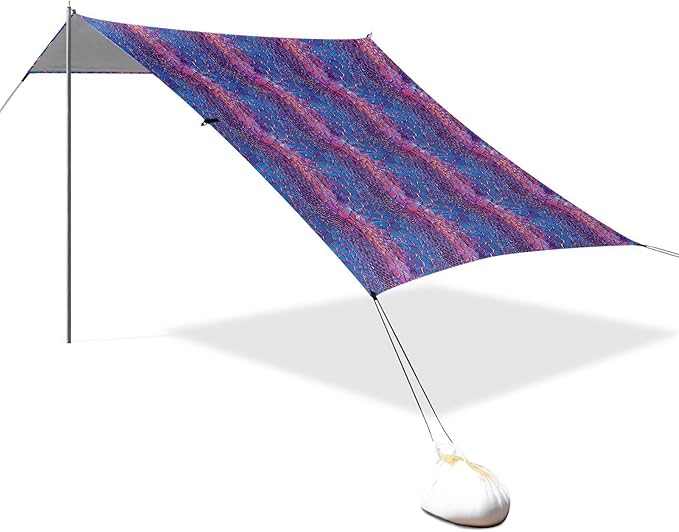 ALAZA Snake Skin Print Neon Beach Tent Sun Shelter UPF50+ Protection Beach Shade Canopy w/ 4 Sandbags for Outdoor Camping Fishing Backyard Fun Picnic 10x9 ft