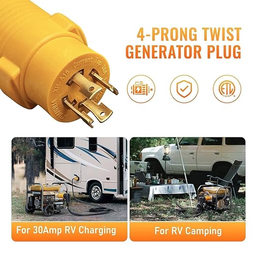MECMO (2-in-1 Kit) NEMA L14-30P to 14-50R TT-30R RV Generator Adapter Kit 4 Prong Twist Lock 30A Generator Plug L14-30 to 50 Amp 14-50 and 30 Amp TT-30 for RV Camper EV Charger Tesla Level 2 Charging