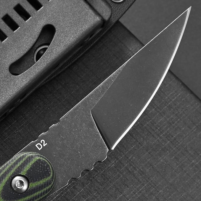 Ccanku C1390 Fixed Blade Knifes 7.3-Inch Outdoor Survival Tools D2 Blade Steel &amp G10 Handle with Kydex Sheaths Clip for Outdoor Activities Camping Bushcraft and Hunting(Black)