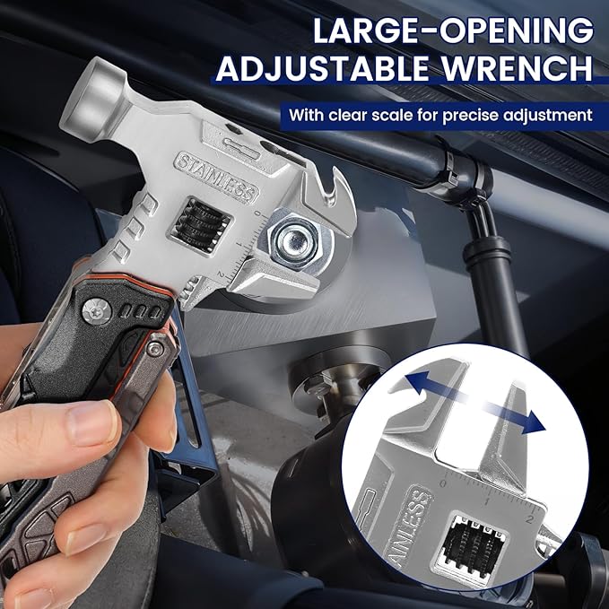 18-in-1 Multipurpose Tool Kit Survival Camping Gear &amp Fishing Gifts Multitool with Hammer Pliers Screwdriver and Pocket Knife for Dad Men(Black)