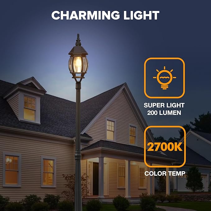 LUTEC Solar Lamp Post Light Dusk to Dawn Waterproof Pole Light with Clear Glass Aluminium Exterior Vintage Black Solar Powered Street Light Fixtures for Garden Driveway Pathway(Bulb Included)