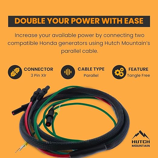 Hutch Mountain Parallel Cable Compatible with Honda Generator EU2200i 1000i 2000i – Heavy Duty Cable for Doubling Power – Inverter Generator Parallel Kit for RV Camping &amp Emergency Power