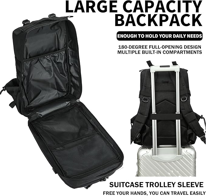 Military Tactical Backpack 45L/25L 3 Day Assault Pack Molle Daypack Hiking Backpack for Men and Women