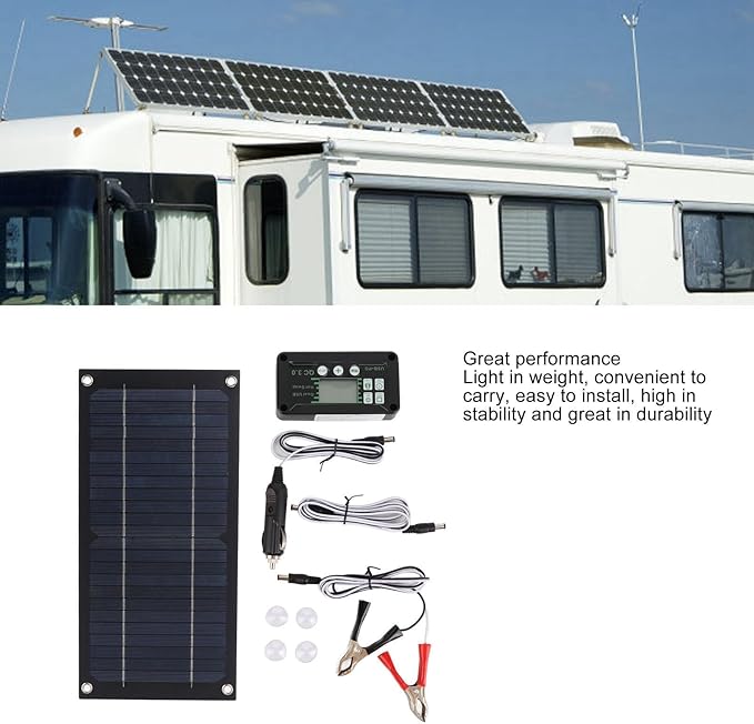 Ejoyous Solar Panel Kit 600W Solar Panel Charger Monocrystalline Silicon 100A Controller Solar Panel Kit with Extension Cable Battery Clip for RV Outdoor Camping