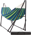 Hammock with Foldable Steel StandFrabic Tension Adjustable IndoorCarrying Bag Included 616 lbs Weight Capacity Portable Suitable for Outside Garden Yard Outdoor Inhouse Cyan