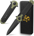 Sitivien ST158 Folding Pocket KnifeTitanium Plating Black Stonewashed DC53 Steel Blade with G10 Handle Chinese Zodiac Series EDC Tool Knife for Outdoor CampingHikingHuntingFishing(Black+Green) …