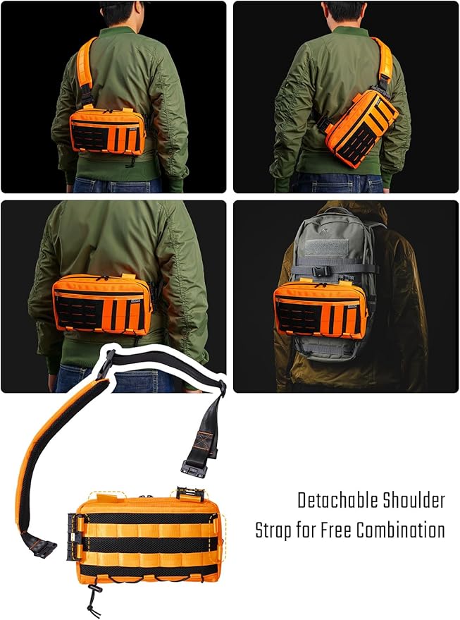 TACTICAL_GEEK Crossbody Shoulder Bag Multipurpose Daypack Chest Backpack Casual Sling Bag for Men &amp Women (L3C-Orange)