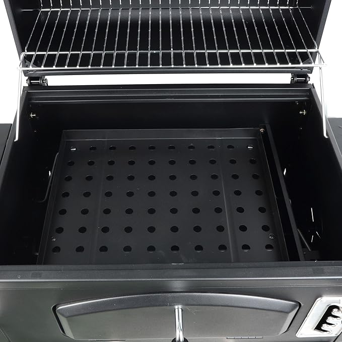 Grill Boss 24 Inch Charcoal BBQ Grill with Side Shelves Built-In Thermometer Black