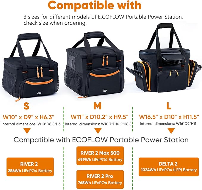 Heavy-Duty Portable Power Station Storage Case Compatible with Ecoflow RIVER 2 Solar Power Bank Carrying Case for Outdoor Camping Essentials Carrying Case Only