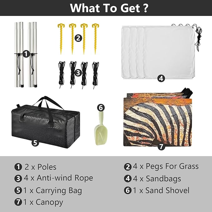 ALAZA Wild Zebra with Sunset Beach Tent Sun Shelter Portable Canopy Sunshade for Outdoor Camping Picnics Backyard Fun 10x9 ft
