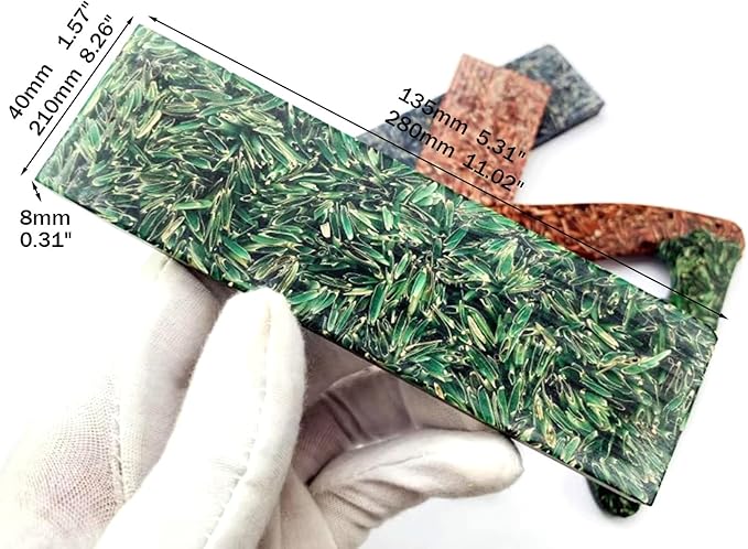 Blank Material For Blade Handle Scales 2pcs DIY Hand Carved Decorative Folding Knife Slingshot(Green135x40x8mm)