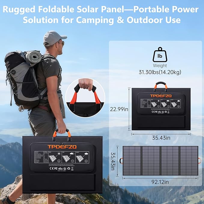 400W Portable Solar Panel for Power Station 36V ETFE Foldable Solar Panel Charger25% High EfficiencyMC4 Output IP68 Waterproof for Outdoor Camping RV