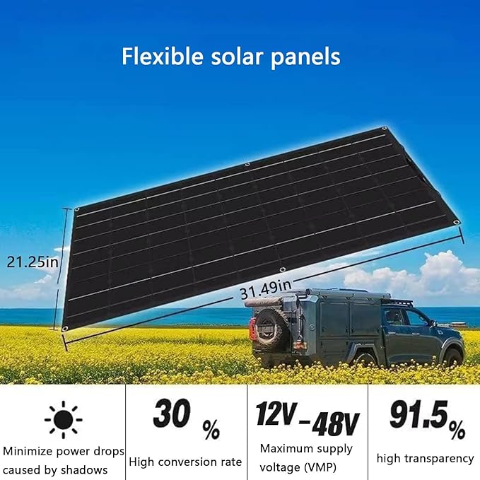 1600W Solar Panel Kit with 40A Charge Controller 2 * 800W Flexible Monocrystalline Solar Panel Kit Photovoltaic Module for 12-24V Car Battery Camper RV Yacht Battery Boat