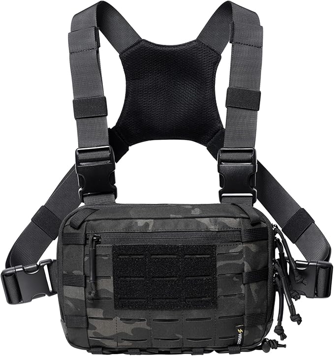 Tactical Chest Pack EDC Chest Bag 2L Utility Molle Chest Rig Pouch with CCW Compartment Adjustable Strap Outdoor