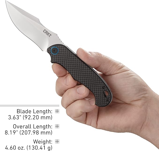 CRKT P.S.D. (Particle. Separation. Device.) Assisted Folding Knife with Liner Lock: 1.4116 Plain Edge Blade Carbon Fiber w/G10 Base Handle Reversible Pocket Clip 7920