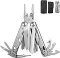 Multitool 15-in-1 Full-Size Lightweight EDC Multi-Purpose Pliers Nylon Bag Camping Knives &amp Tools Tactical Outdoor Gear Mens Gifts Ideas Gifts for Hunters Men who have Everything (Silver)