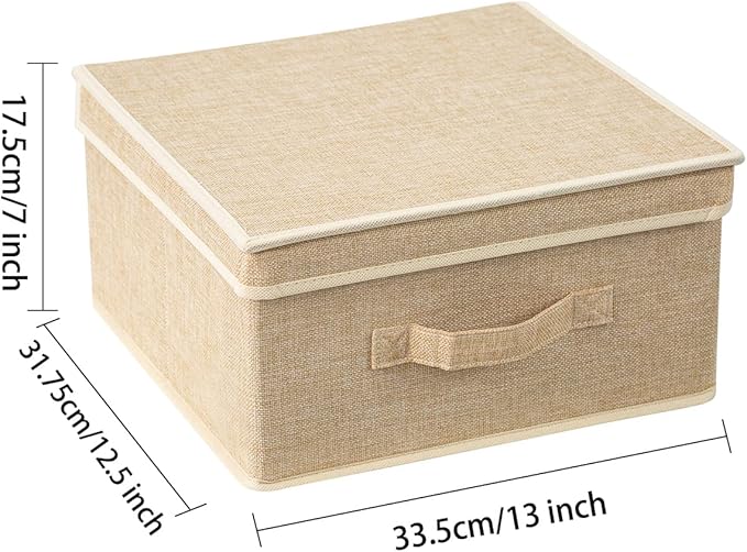Storage Bins with Lid Foldable Clothing Storage Box case with Handle for Closet Bedroom Home 4 Color Set A 13L x 12.5W x 7H inch