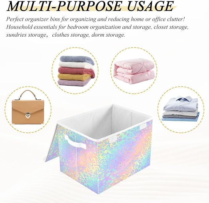 Aesthetic Unique Beauty Leopard Gradient Storage Container with Lid Foldable Closet Storage Storage Bins Large for