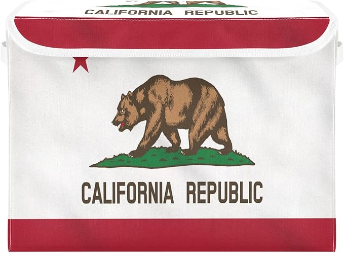 California State Flag Storage Bins with Lid Collapsible Storage Baskets Lids for Storage for Office Supplies Office