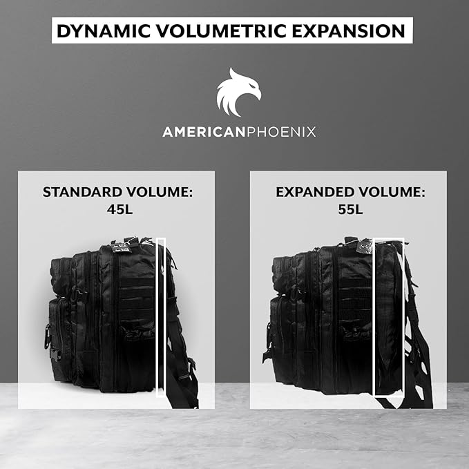 45L to 55L Expandable Professional Tactical Backpack | 1680D SUPER HEAVY DUTY BALLISTIC NYLON |10X Stronger Work &amp Military Bag | Built-In Rain Cover | MADE BY PROS FOR PROS (Carbon Black: Pro Ser
