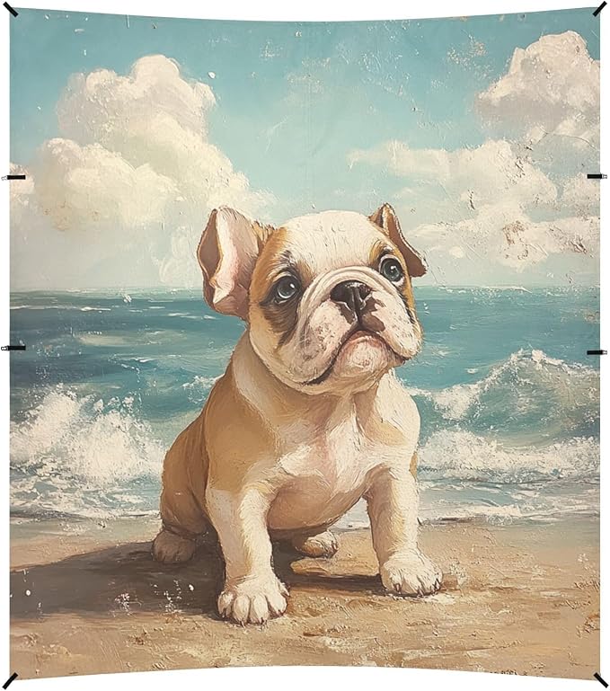 ALAZA Bulldog Puppy Sea Beach Tent Sun Shelter Portable Canopy Sunshade for Outdoor Camping Picnics Backyard Fun 10x9 ft