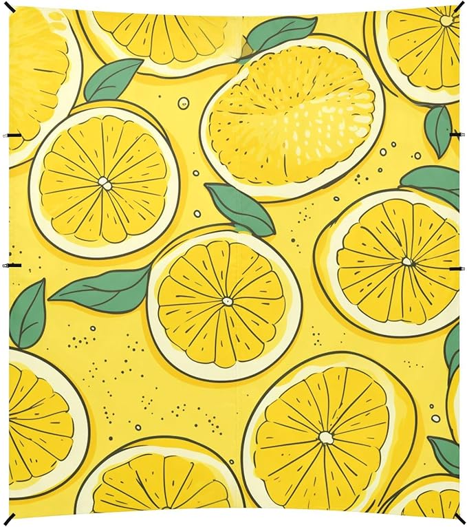ALAZA Hand Drawn Lemon Leave Beach Tent Sun Shelter Portable Canopy Sunshade for Outdoor Camping Picnics Backyard Fun 10x9 ft