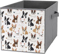 Collapsible Cube Storage Organizer with Handles Cute French Bulldog Foldable Fabric Bin for Shelves Perfect for Closet Bathroom Kids' Room &amp Nursery