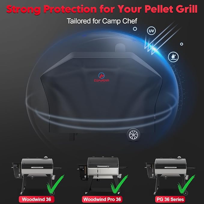 Comnova Pellet Grill Cover for Camp Chef 36 Series - 600D Premium Smoker Cover Waterproof &amp Heavy Duty for Camp Chef Woodwind 36 Woodwind Pro 36 PG36 SmokePro LUX 36 SmokePro SGX 36 and More