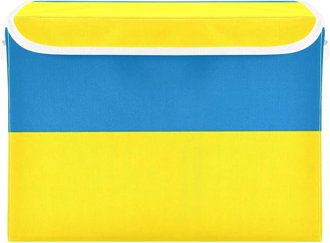 Ukraine Flag Blue Yellow Ukrainian National Storage Containers with Lids Stackable Basement Storage Containers for