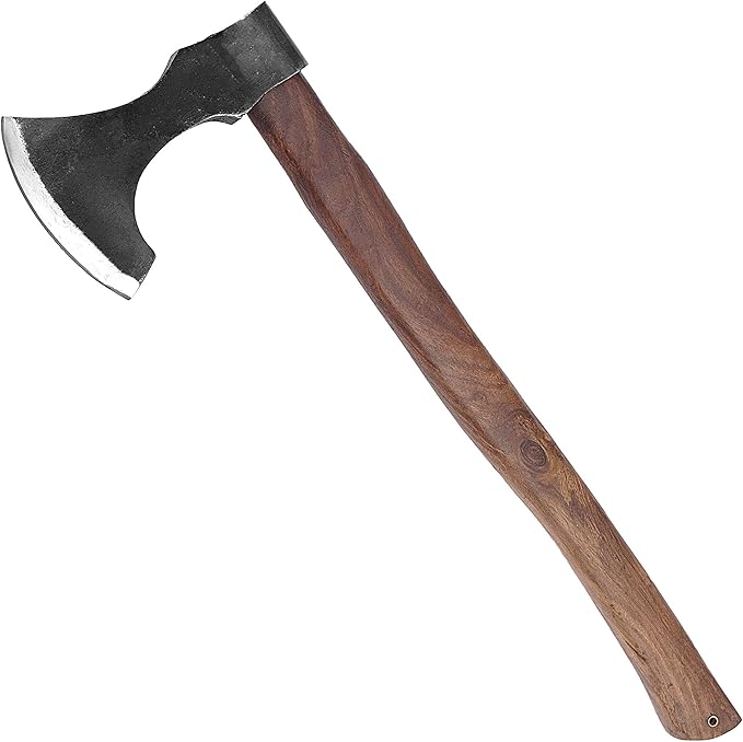 MedievalDepot Viking Age Scandinavian Skeggøx Battle Axe - Overall 20 Carbon Steel - Rosewood Handle