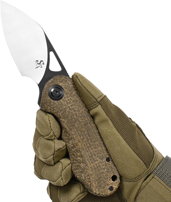 Sitivien ST156 Pocket Folding Knife Sandvik 14C28N Steel Blade with Micarta HandleChinese Zodiac Series EDC Tool Knifes for Camping Hiking Survival Fishing(Green)