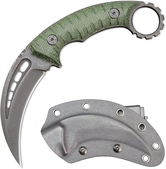C1112 Fixed knifeFixed Blade KnifeD2 Steel Blade +G10 Handle Outdoor Camping KnivesEDC Tool Knifes with Kydex Sheaths(Green)