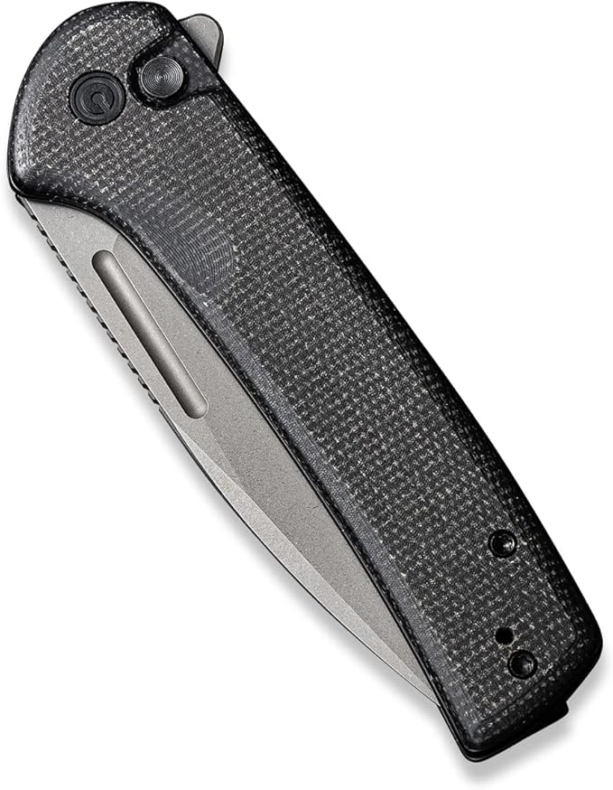 CIVIVI Pocket Knife for EDC Conspirator Button Lock Folding Knife 3.48 Nitro-V Blade Black Micarta Handle C21006-1