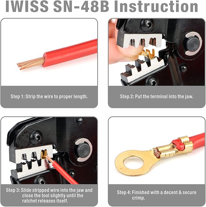iCrimp SN-48B Pin Crimping Tools 3.96/4.8/5.08/6.3 mm 26-16AWG Crimper 0.14-1.5mm² for Dupont &amp JST-SM Molex Connectors and Terminals