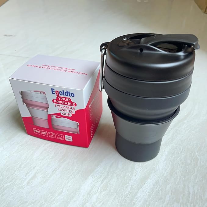 Collapsible Coffee Cup 2 Pack 20 OZ 600ml Silicone Travel Folding Cup Leak Proof BPA Free Portable Cup Travel mug with Lids for Camping hiking