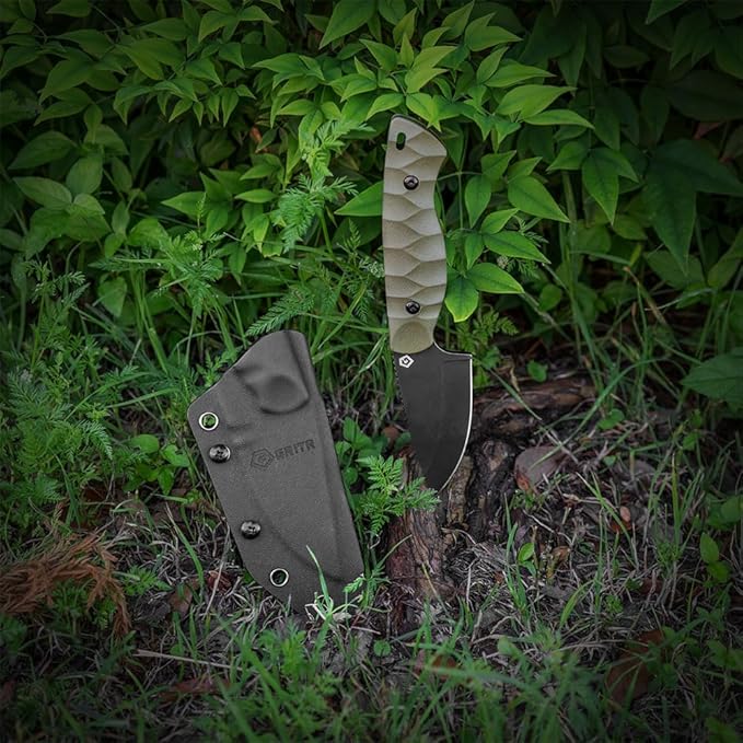 GRITR Scout Fixed Drop Point Blade Full Tang Knife with Ambidextrous Kydex Belt Sheath for Outdoor Camping Hiking Hunting Fishing Survival | EDC Tactical Gear for Men &amp Women
