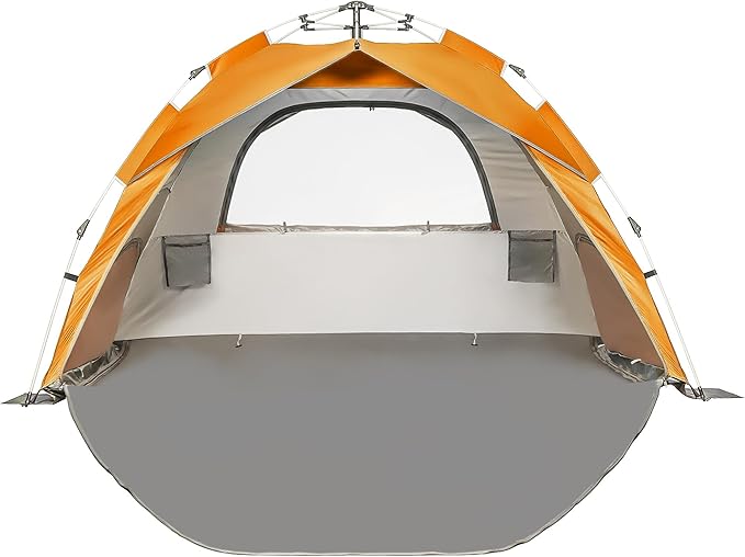 Beach Tent for Family with Kids Pop Up Beach Sun Shade Tent with UPF 50+ UV Protection Removable Floor Zippered Privacy &amp Ventilation Sun Shelter Family 3 to 4 Person