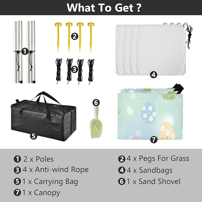 xigua Easter Egg Beach Tent Sun Shelter with Carrying Bag - Silver Coated Oxford Fabric Beach Canopy for Beach Camping Fishing - Includes Windproof Ropes Sandbags &amp Stakes