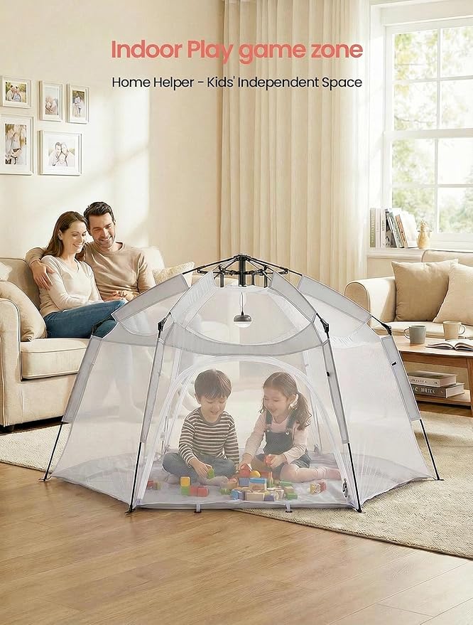 Porayhut Large Pop Up Play Tent for Kids 78 Instant Toddler Playhouse with Removable Floor &amp UV50+ Sun Shade 360° Mesh Mosquito-Free Tent for Indoor Outdoor Beach Backyard Fits 4 Kids