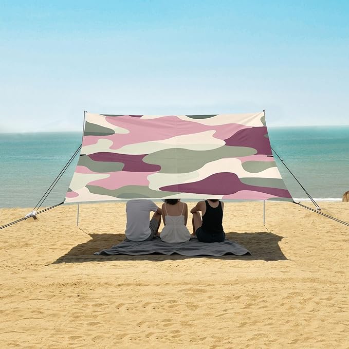 Sage Foldable Beach Tent UPF50+ Easy Setup Large Sun Shelter with Sandbags and Shovel for Camping Picnics Backyard &amp Fishing