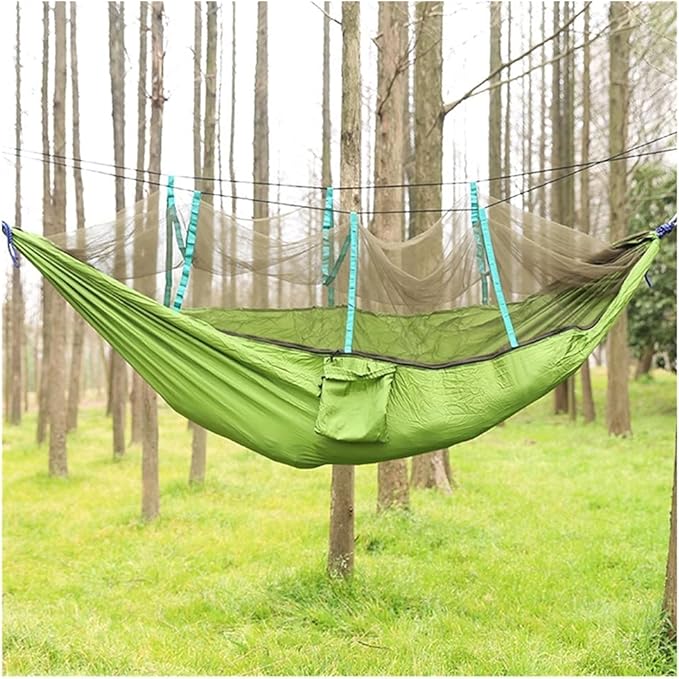 Portable Hammock Portable Travel Hammock Camping Hammocks Swing Bed with Removable for Outdoor Beach Garden Backyard （Size: 140cmx265cm） for Backpacking Beach (Color : Green)