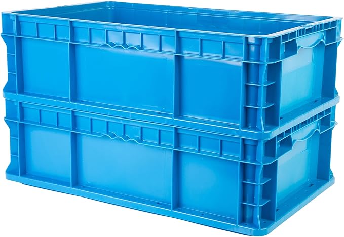 Hudson Exchange 24 x 15 x 7.5 (36 Pack) Straight Wall Handled Storage Container Tote Blue