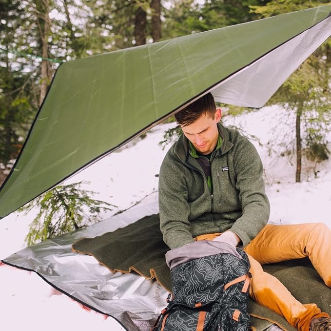 Arcturus All-Weather Outdoor Survival Blanket Thermal Emergency Blanket Reflective Heat Tarp with Grommets Lightweight for Camping Backpacking Hiking &amp Emergency Car Kits Desert Camo 60x82i