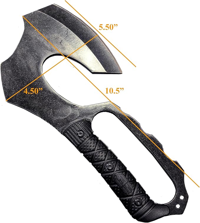 NLX 10.5” Black Stonewash Fixed Blade Machete Axe. Full Tang Hatchet. Outdoor Stainless Steel Tools with ABS Sheath. Durable Gear for Camping Hiking Bushcraft EDC Use